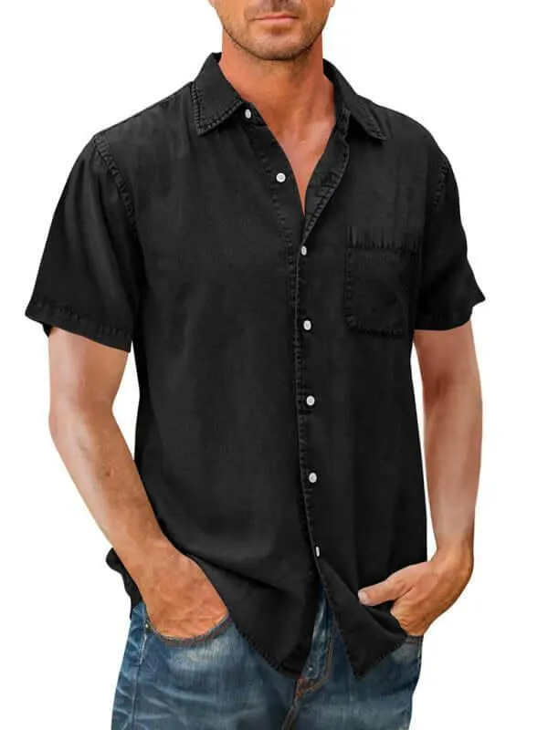 1-Pocket Casual Denim Shirt For Men