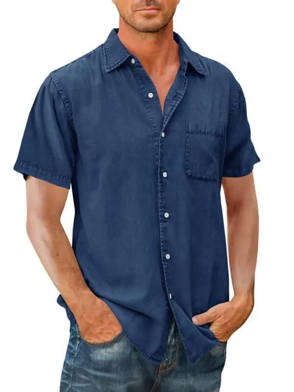 1-Pocket Casual Denim Shirt For Men