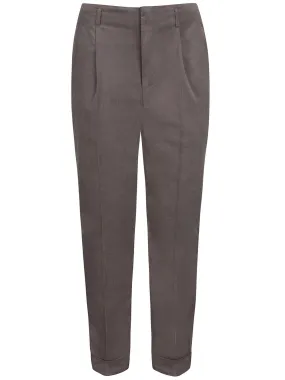 1950s Vintage Chuck Pleated Peg Trousers in Grey Corduroy