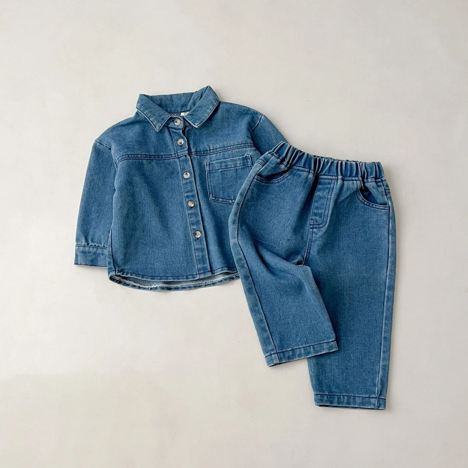 2 Pieces Set Baby Kid Girls Boys Solid Color Jackets Outwears And Jeans Wholesale 23113057