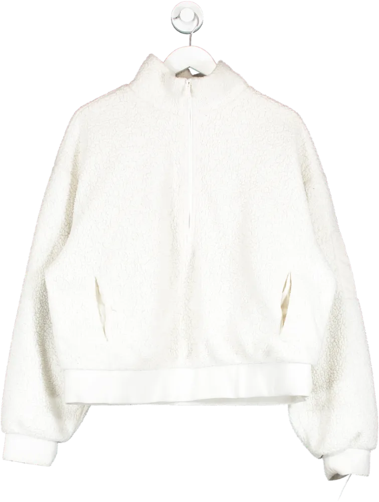 alo yoga White Shanti Sherpa Half Zip Teddy Fleece UK S