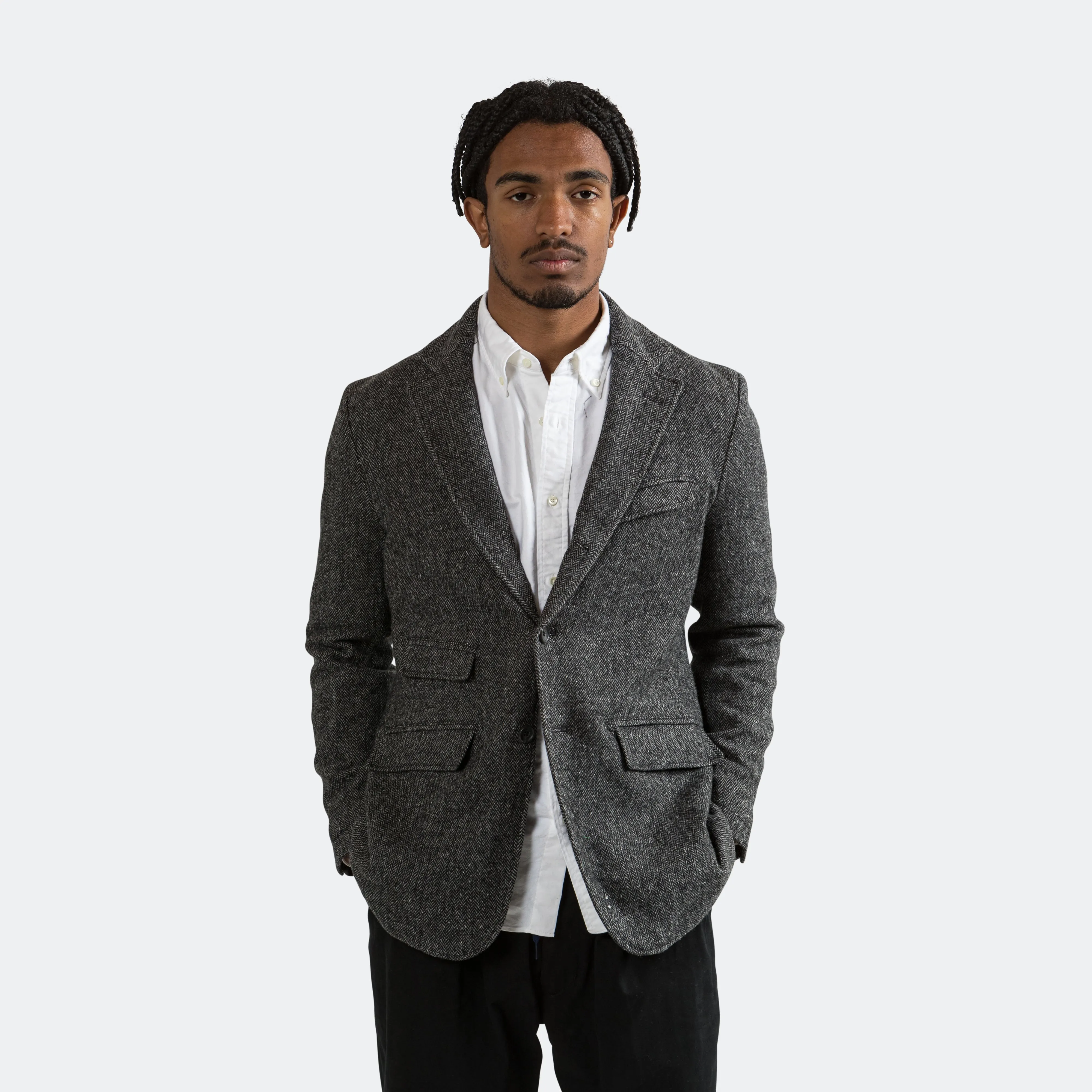 Andover Jacket - Grey Poly Wool Herringbone