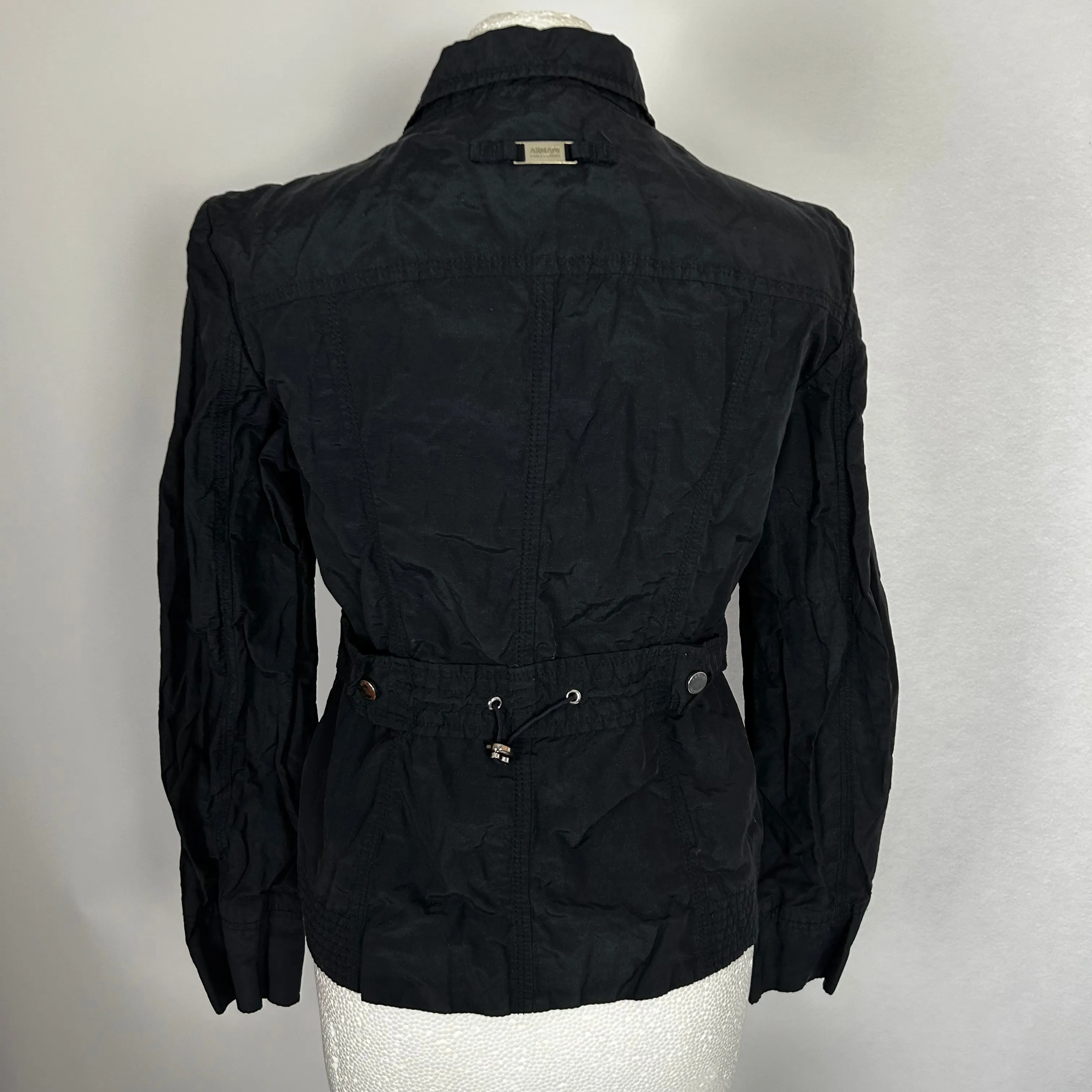 Armani Collezioni Black Waterproofed Cotton Jacket XS