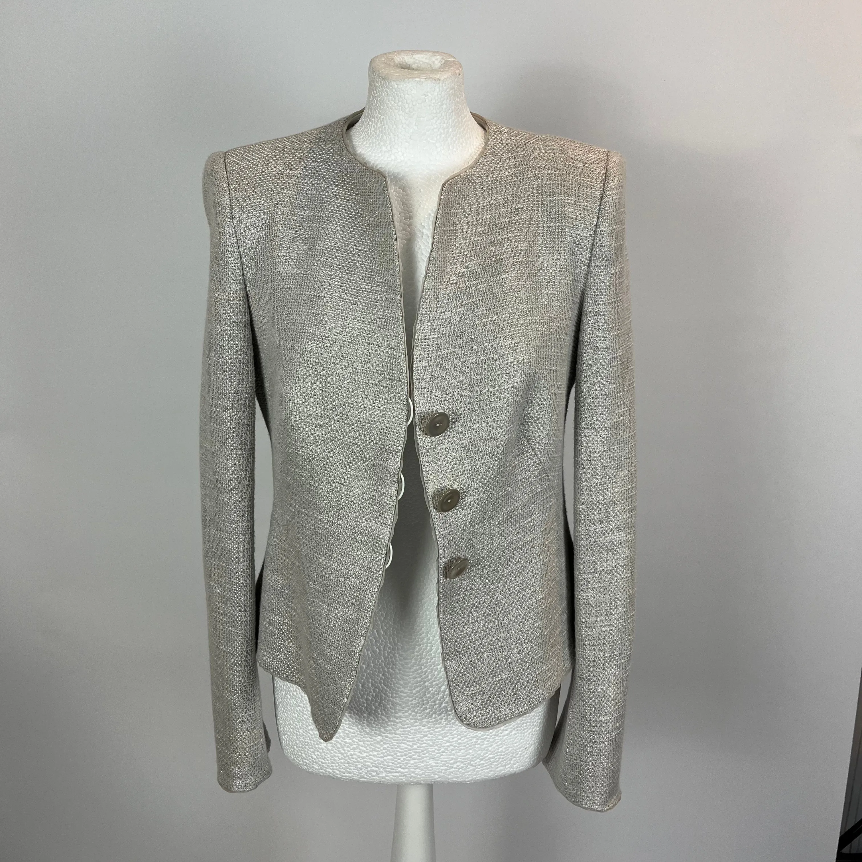 Armani Collezioni Pearl Grey Cotton Weave Jacket M