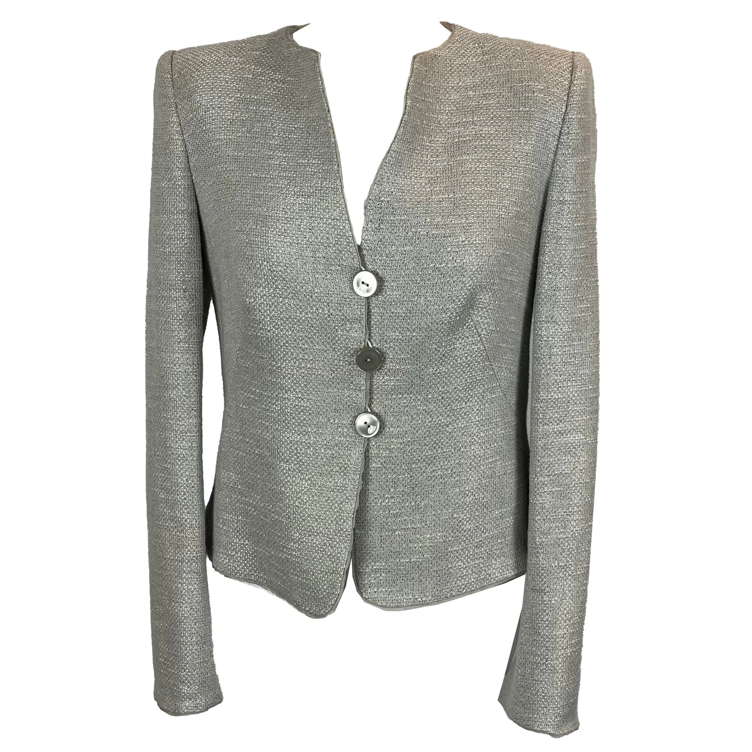 Armani Collezioni Pearl Grey Cotton Weave Jacket M