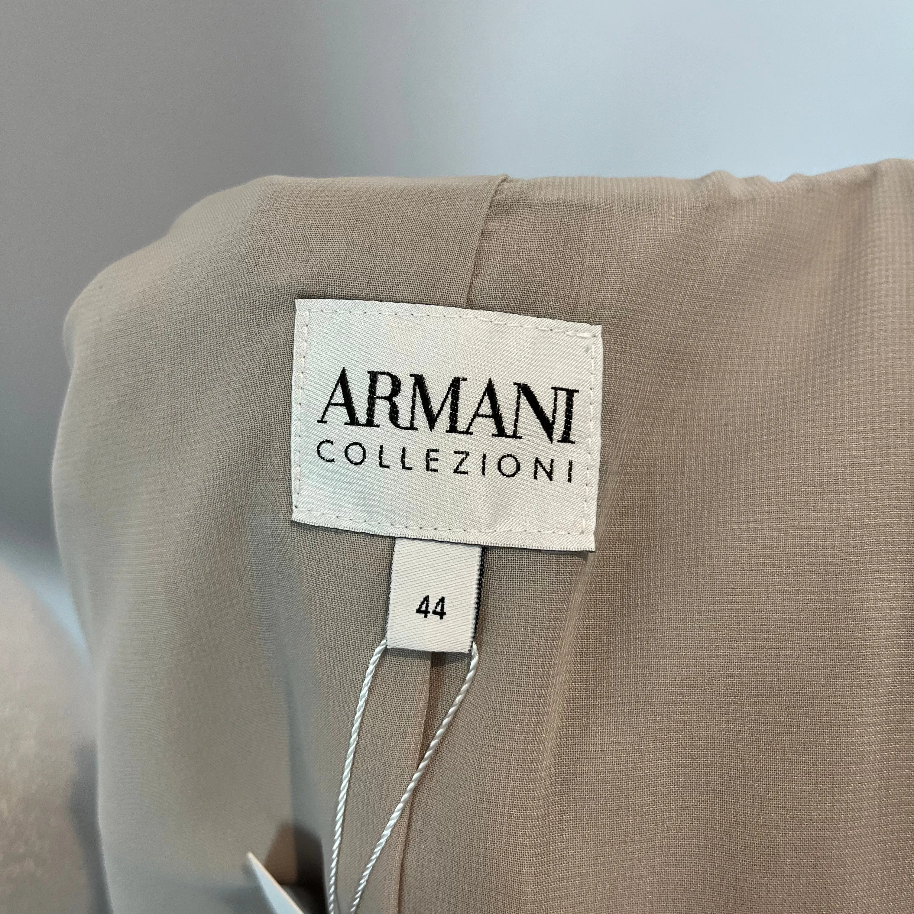 Armani Collezioni Pearl Grey Textured Linen Mix Jacket M