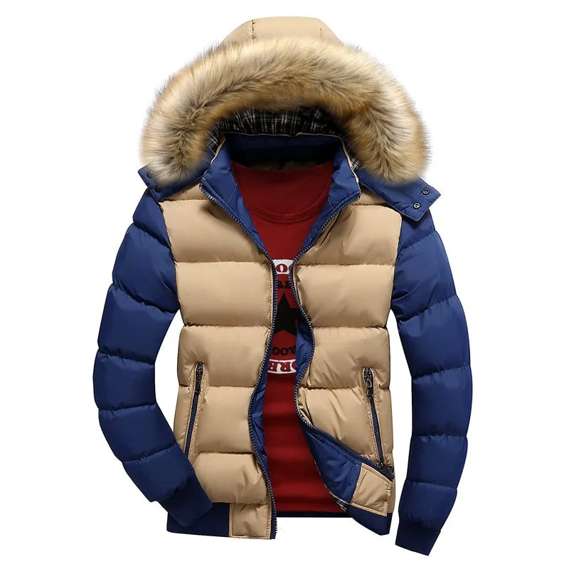 AshoreShop Mens Fleece Warm Hooded w/Fur Parka Jacket