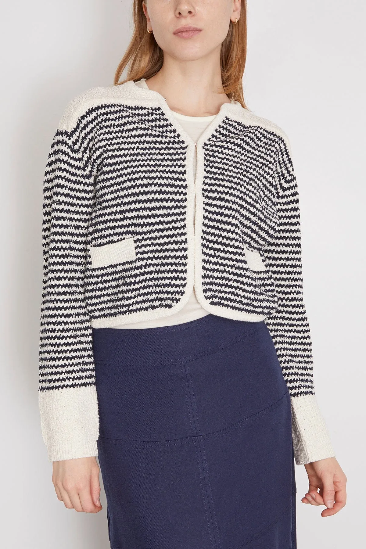 Ashton Knit Jacket in Maritime Blue/Cream (TS)