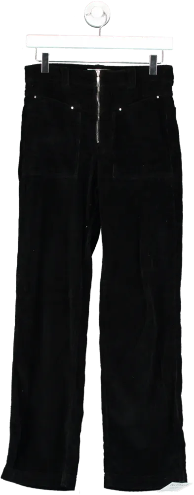 Ba&sh Black Fare Cotton-corduroy Straight-leg Pants UK 6