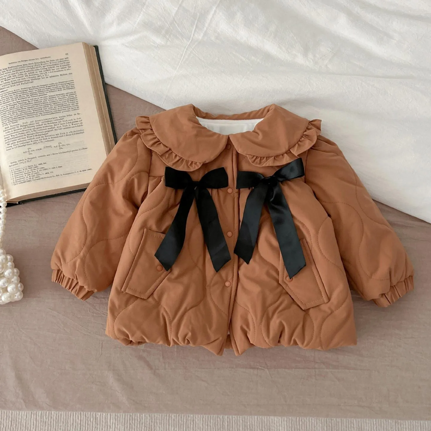 Baby Kid Girls Solid Color Bow Jackets Outwears Wholesale 231130178