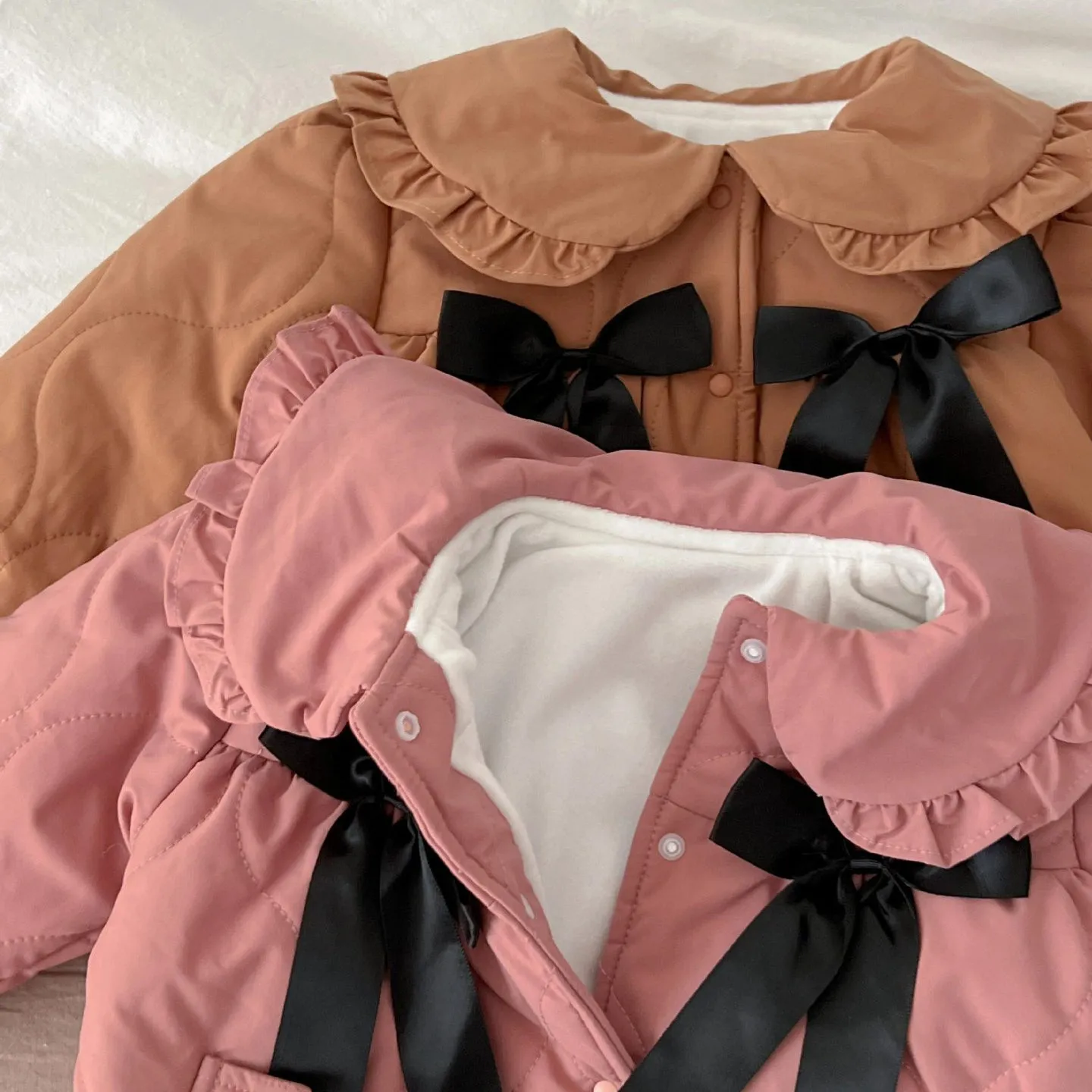 Baby Kid Girls Solid Color Bow Jackets Outwears Wholesale 231130178