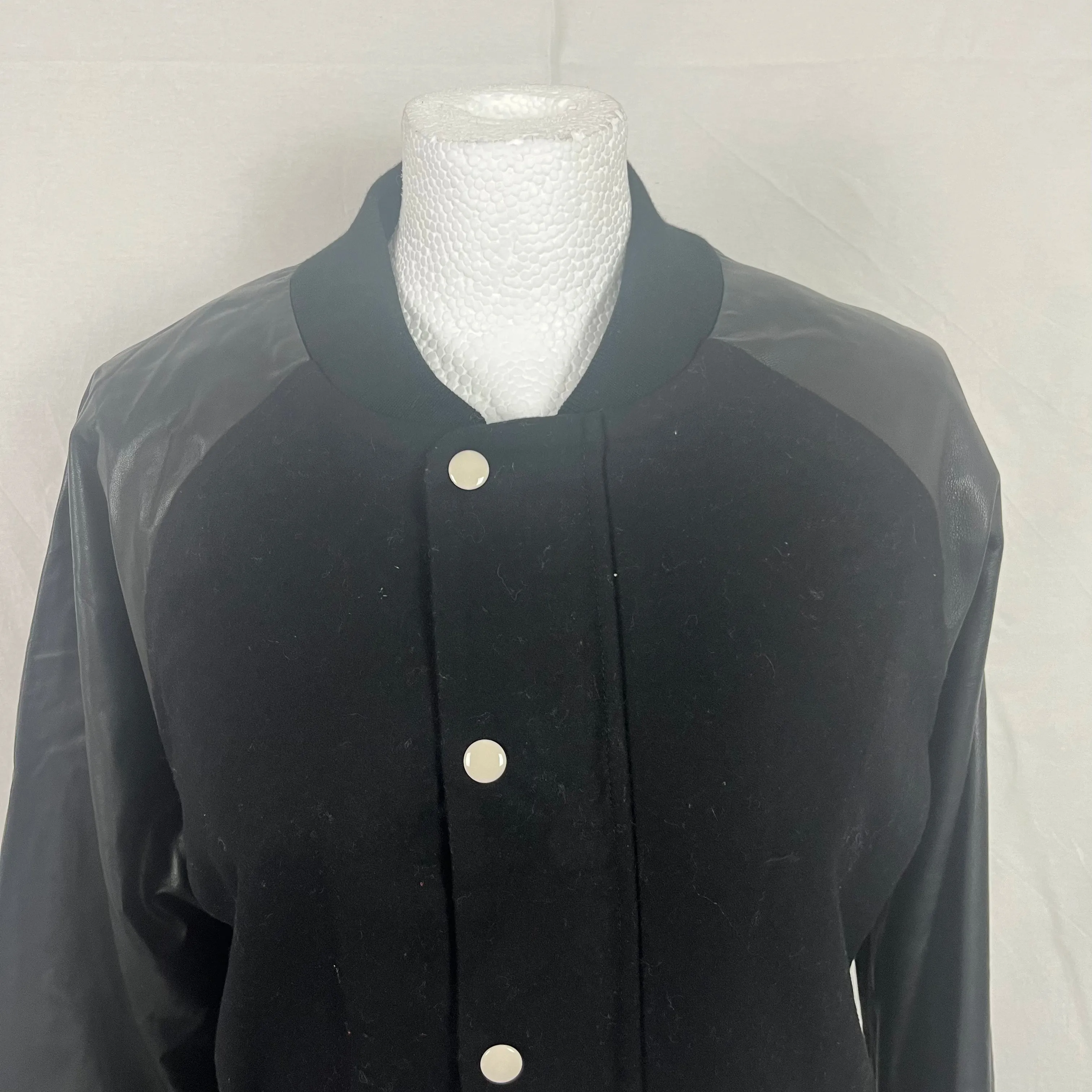 Band Of Outsiders Brand New Black Leather & Wool Varsity Jacket S