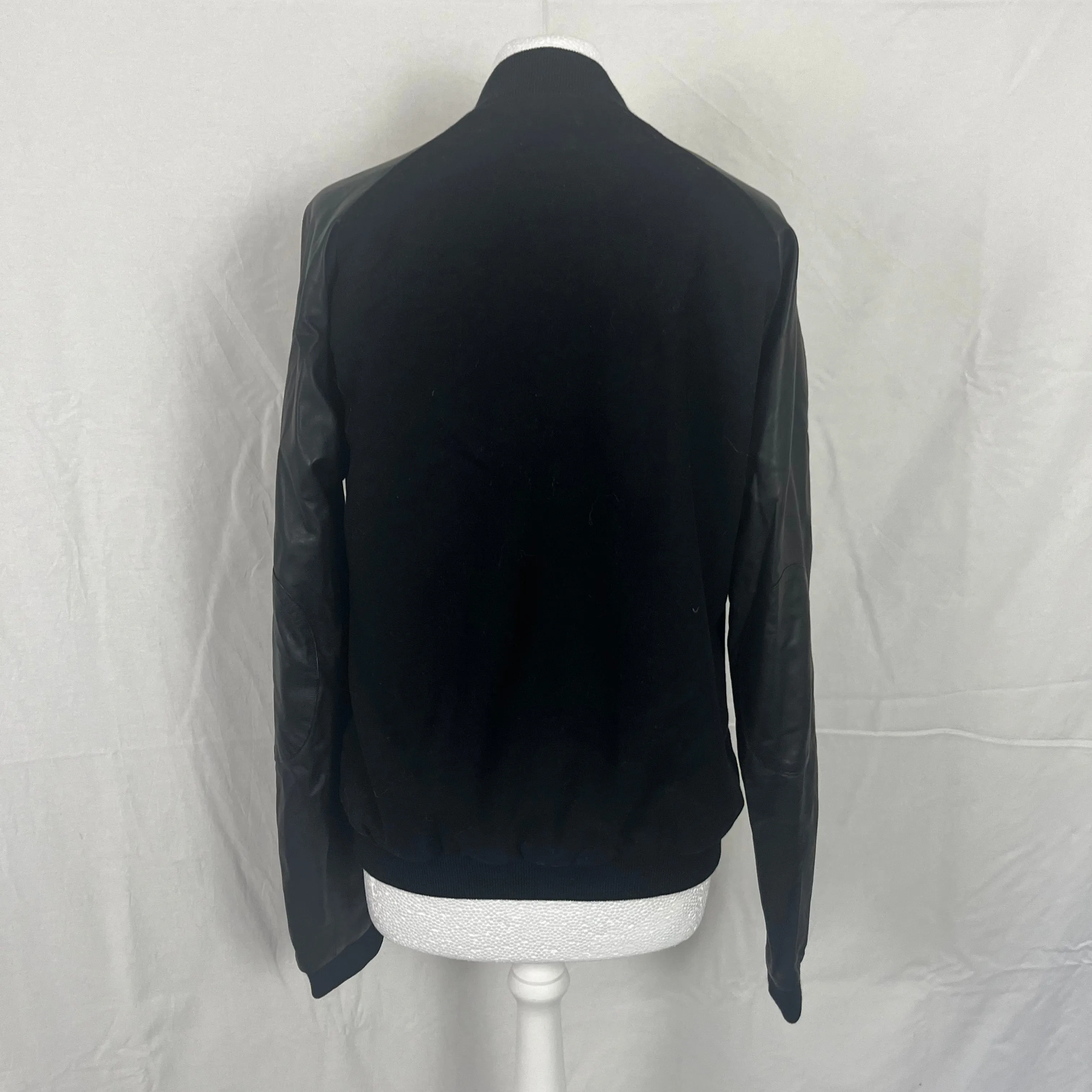 Band Of Outsiders Brand New Black Leather & Wool Varsity Jacket S