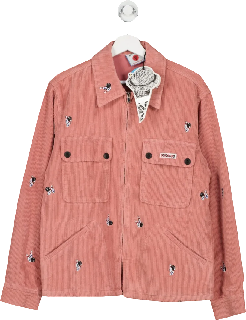 Billionaire Boys Club Pink Embroidered Corduroy Zip Overshirt UK M