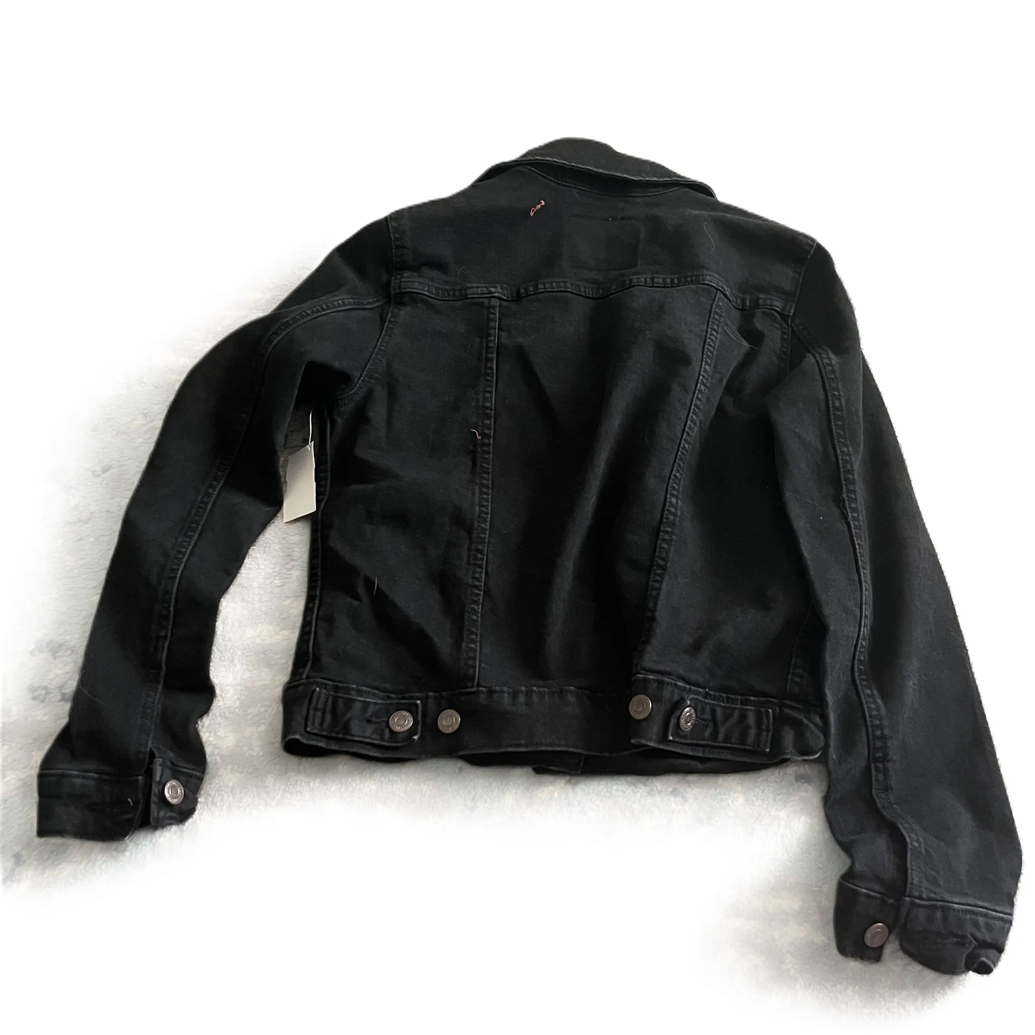 Black Denim Jacket Denim By Levis, Size: S