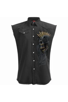 Black Gold - Sleeveless Stone Washed Worker Black