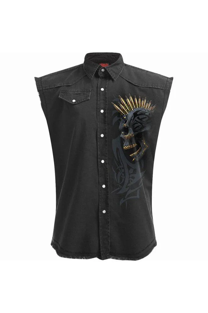 Black Gold - Sleeveless Stone Washed Worker Black