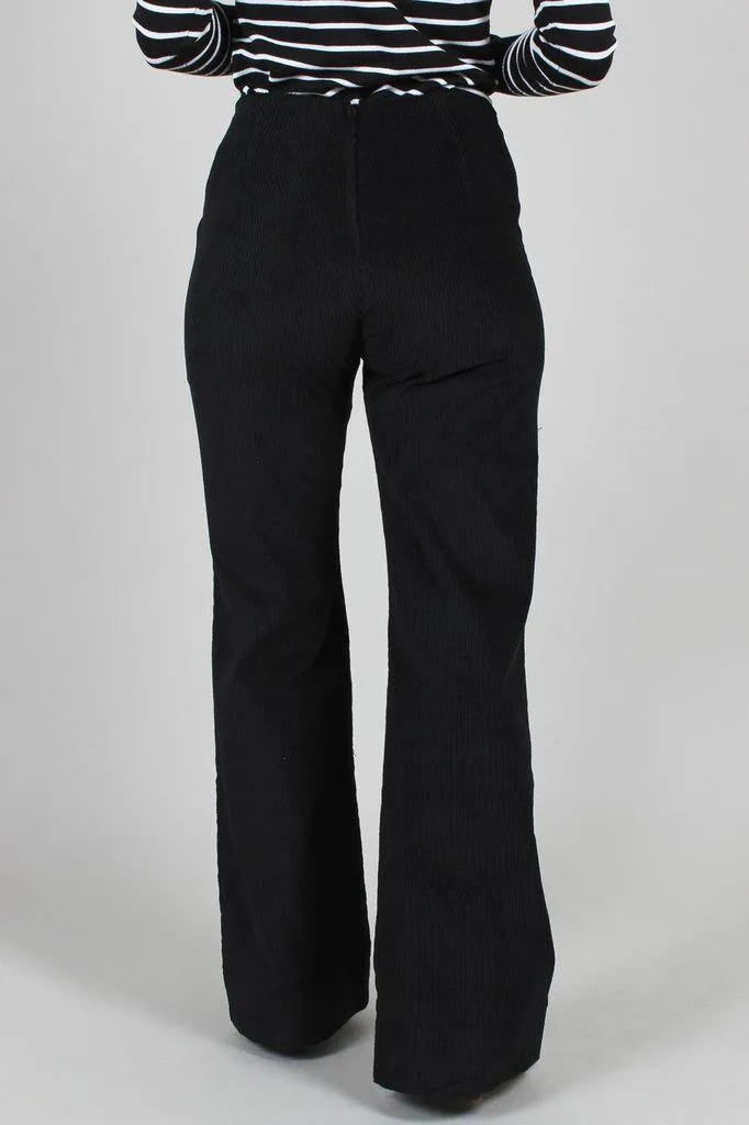 Blith Black Corduroy High-Waisted Trousers