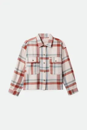 Bowery Women's Flannel - White Smoke/Terracotta