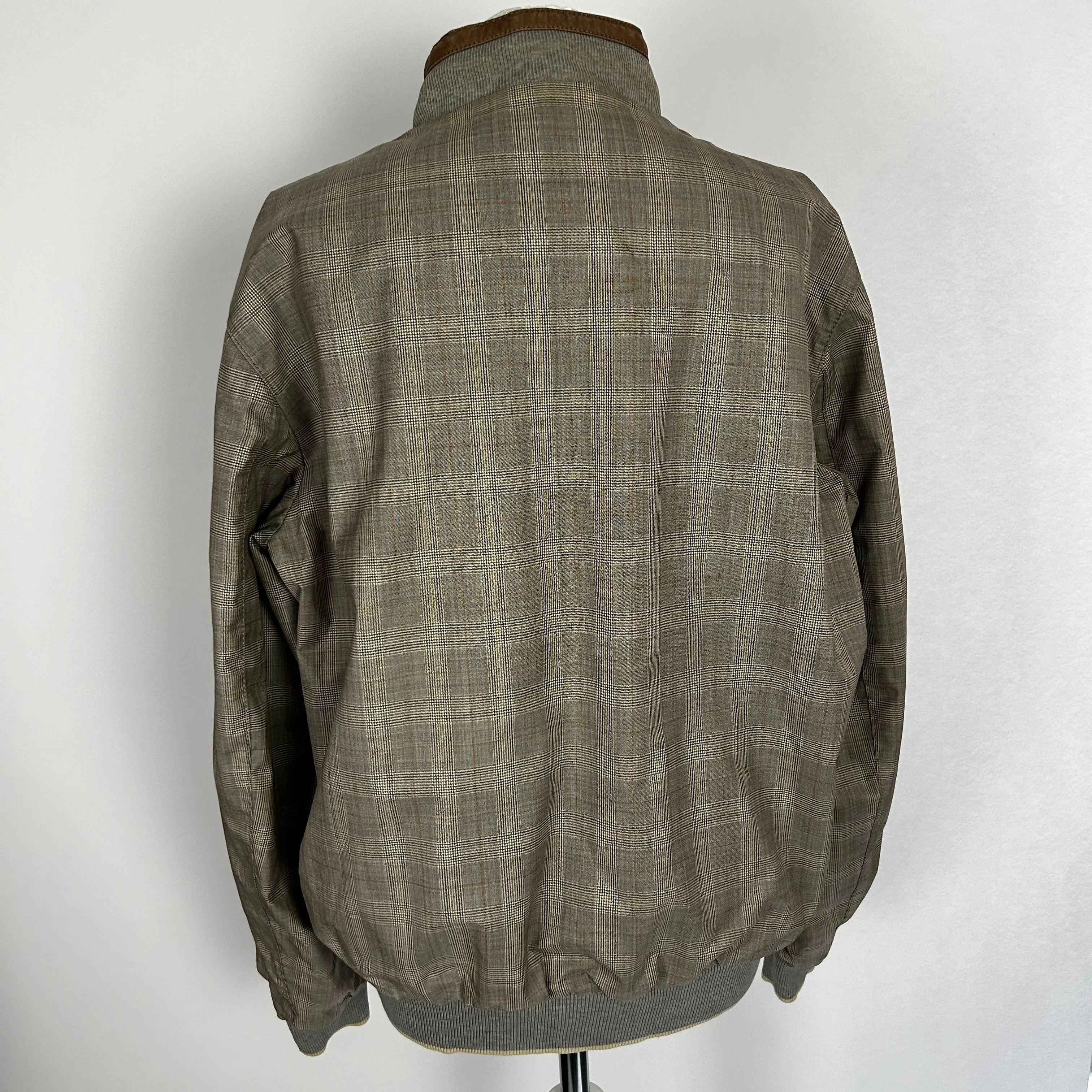 Brioni 42 Deep Cream Check Reversible Bomber Jacket XL