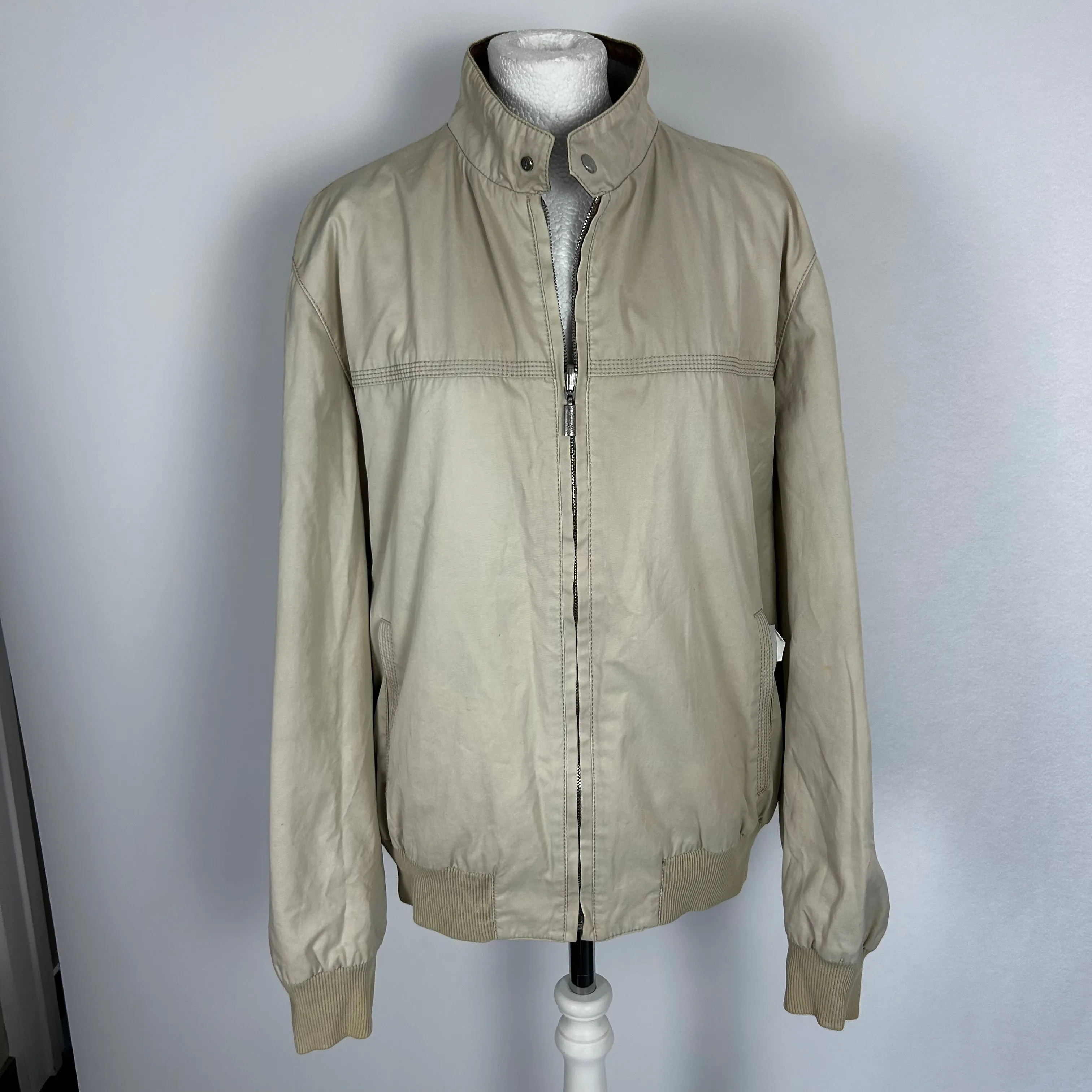 Brioni 42 Deep Cream Check Reversible Bomber Jacket XL