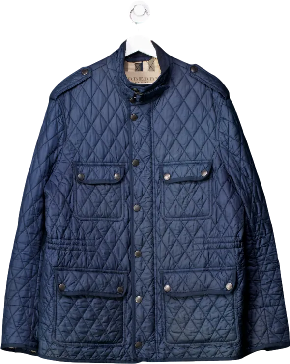 Burberry Blue Corduroy-trimmed Quilted Jacket UK XL