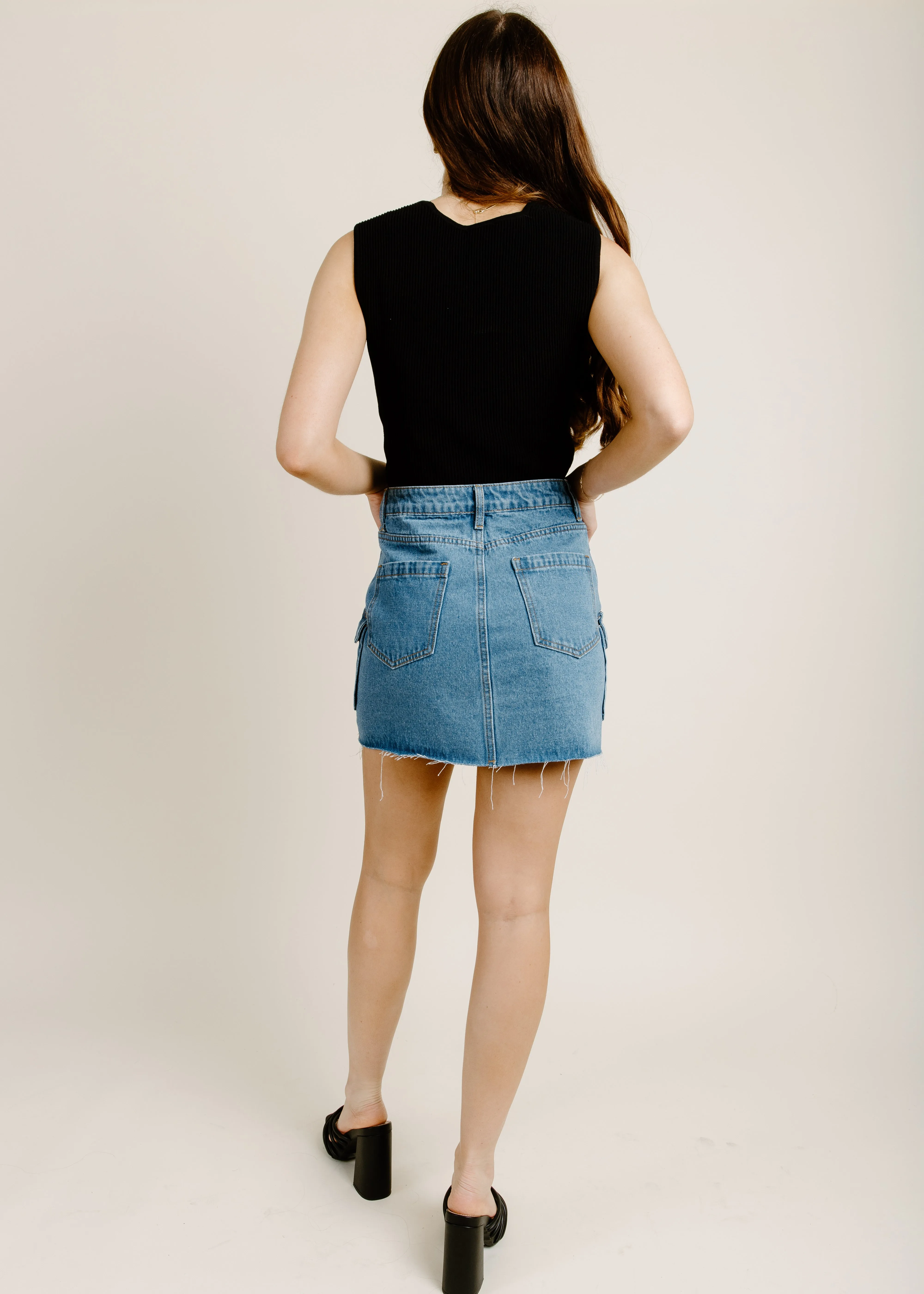 Cargo Denim Mini Skirt