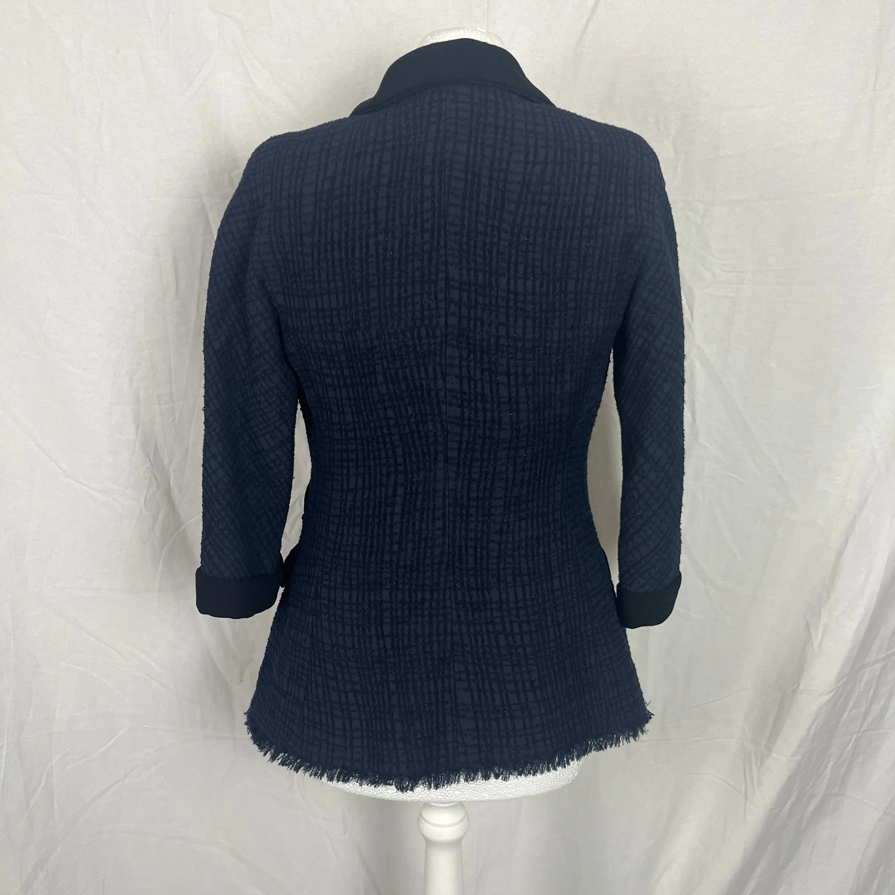 Chanel Navy Sparkle Wool & Silk Tuxedo Jacket XS/XXS