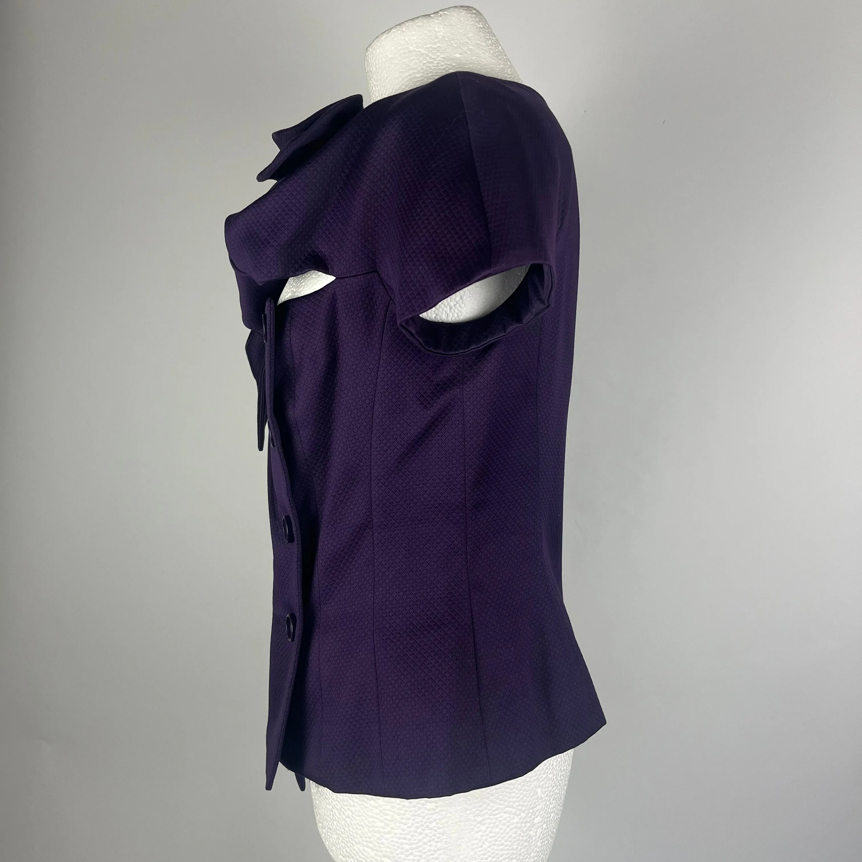 Christian Dior Royal Purple Quilted Short Sleeve Jacket L