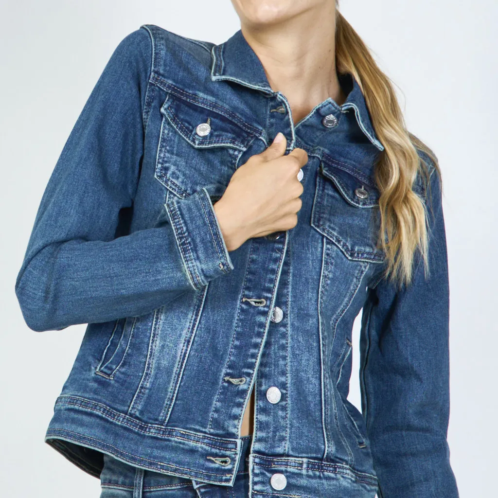 Classic fitted denim jacket wholesale