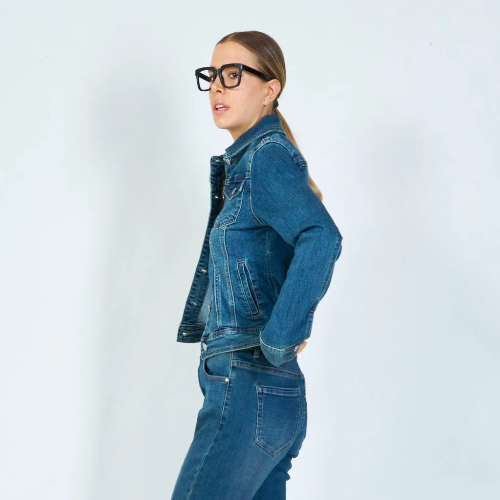 Classic fitted denim jacket wholesale