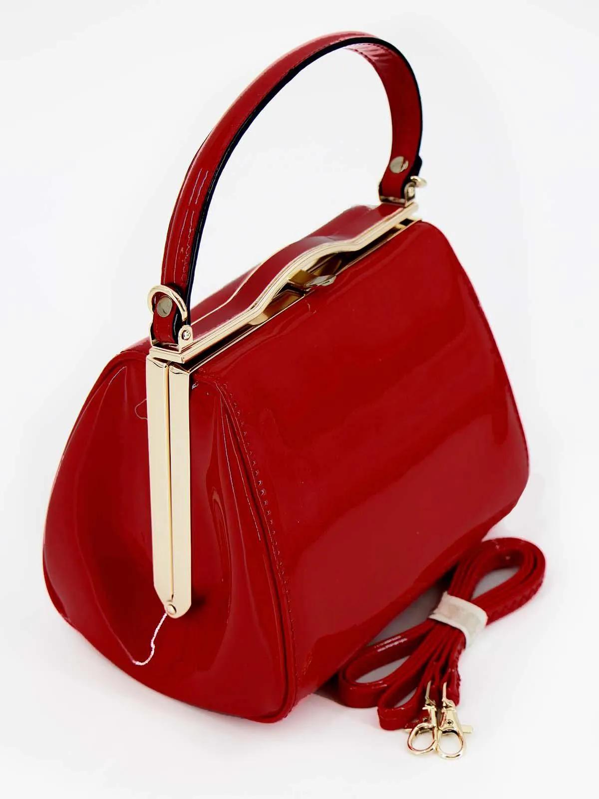 Classic Red Patent Vintage Style Frame Bag