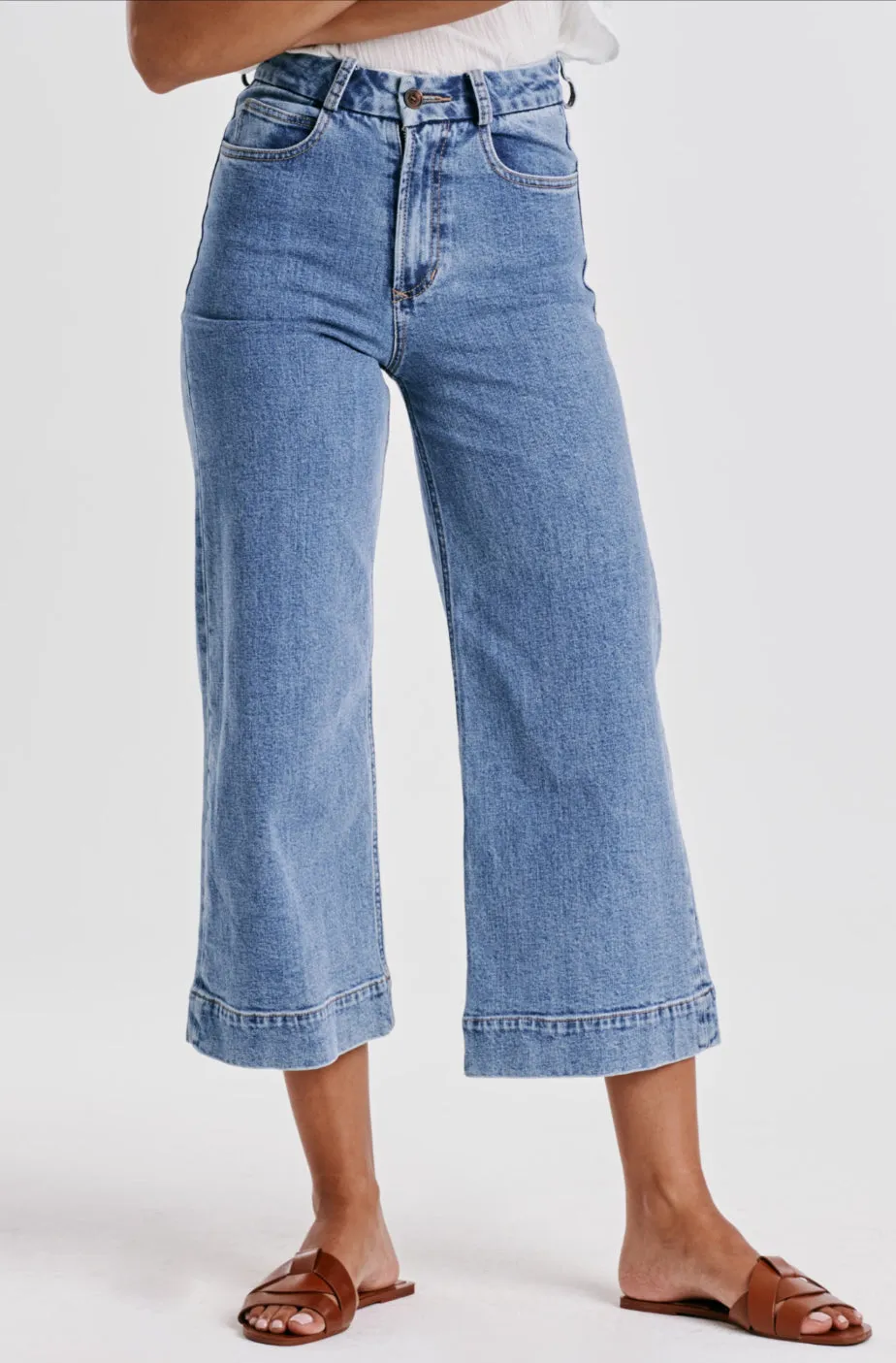 Dear John Audrey Super High Rise Cropped Wide Leg Jeans Sheridan