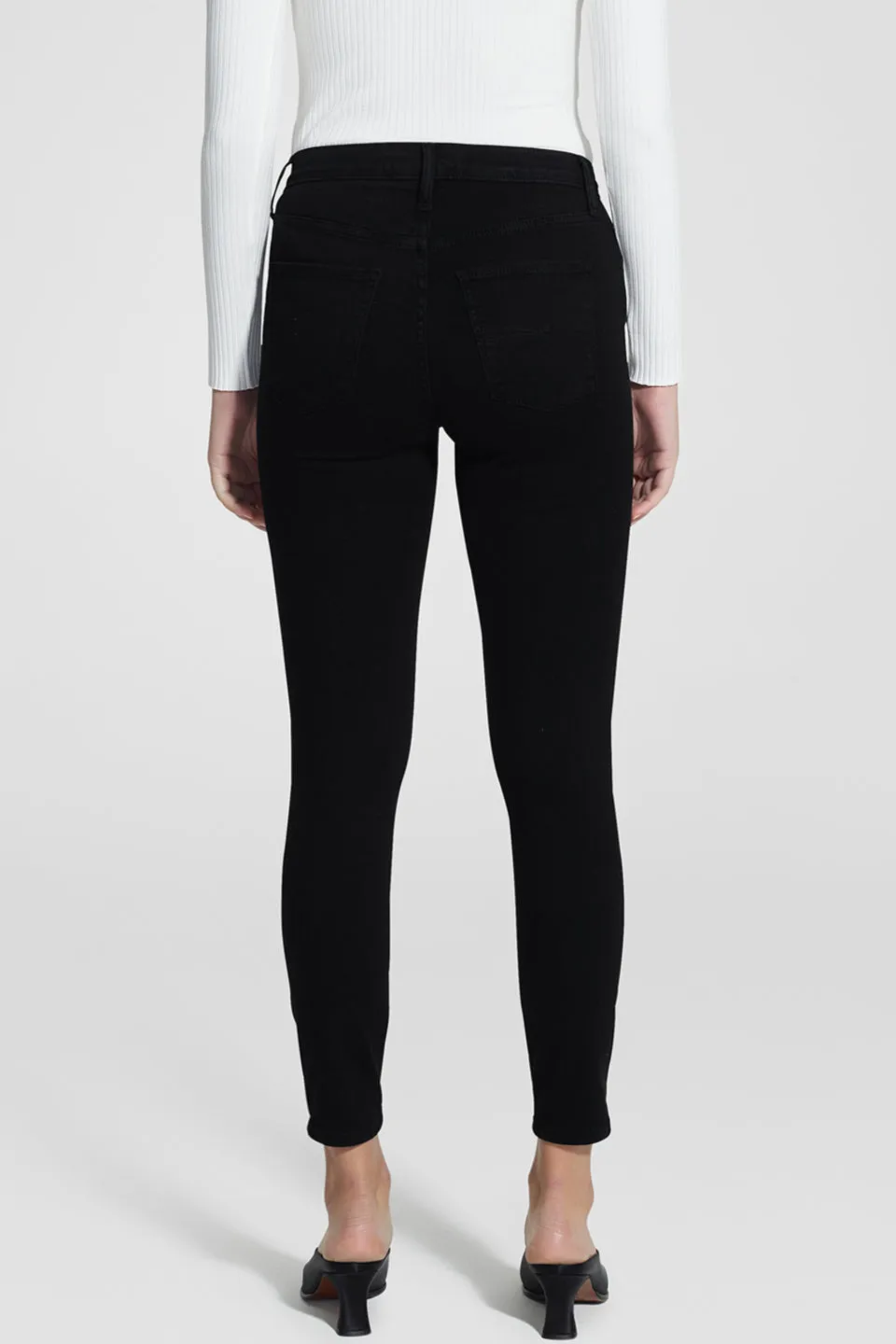 Defined Cult Skinny Ankle Knee Rips Black Jeans