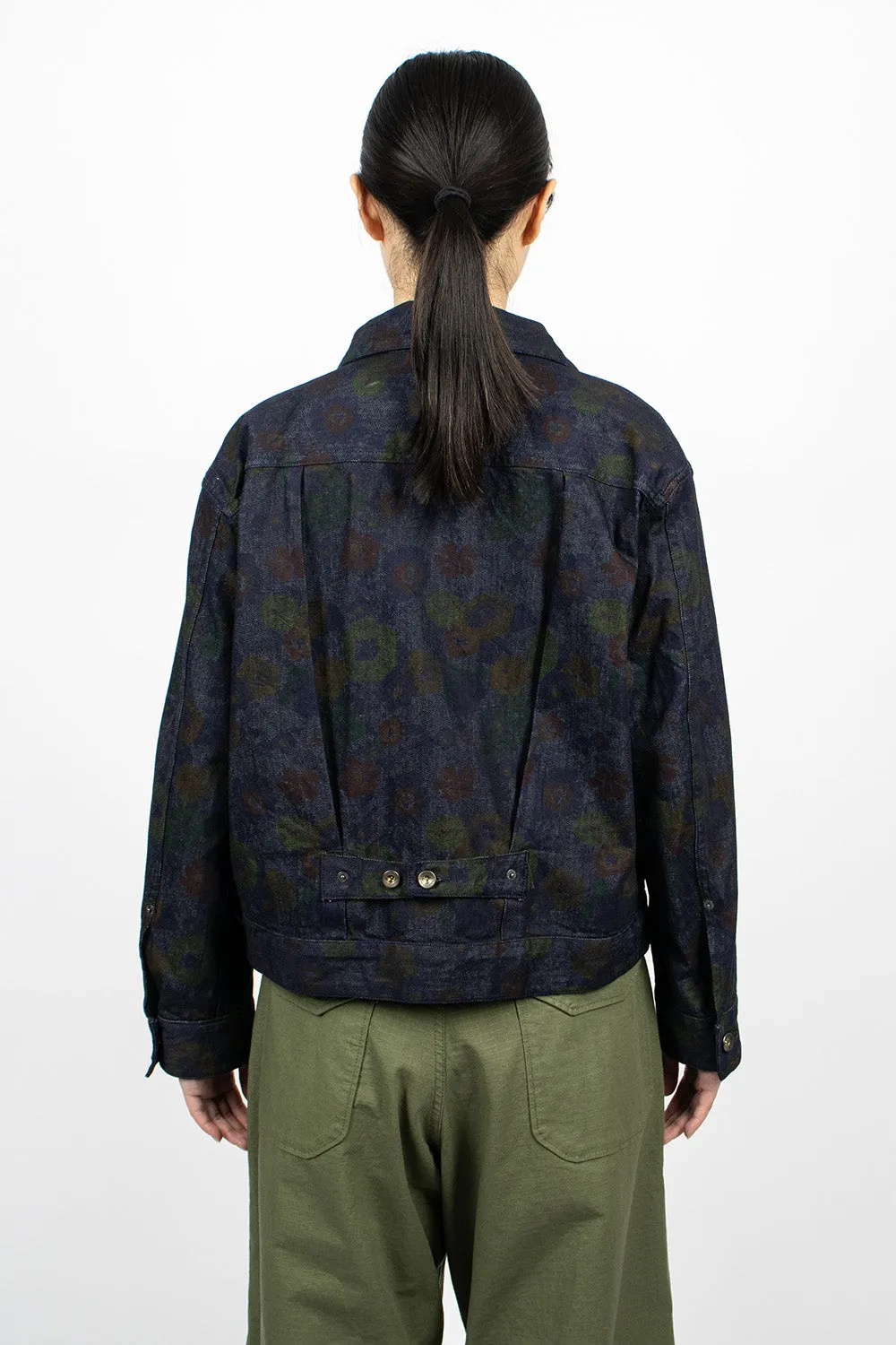 Denim Trucker Jacket Indigo Floral