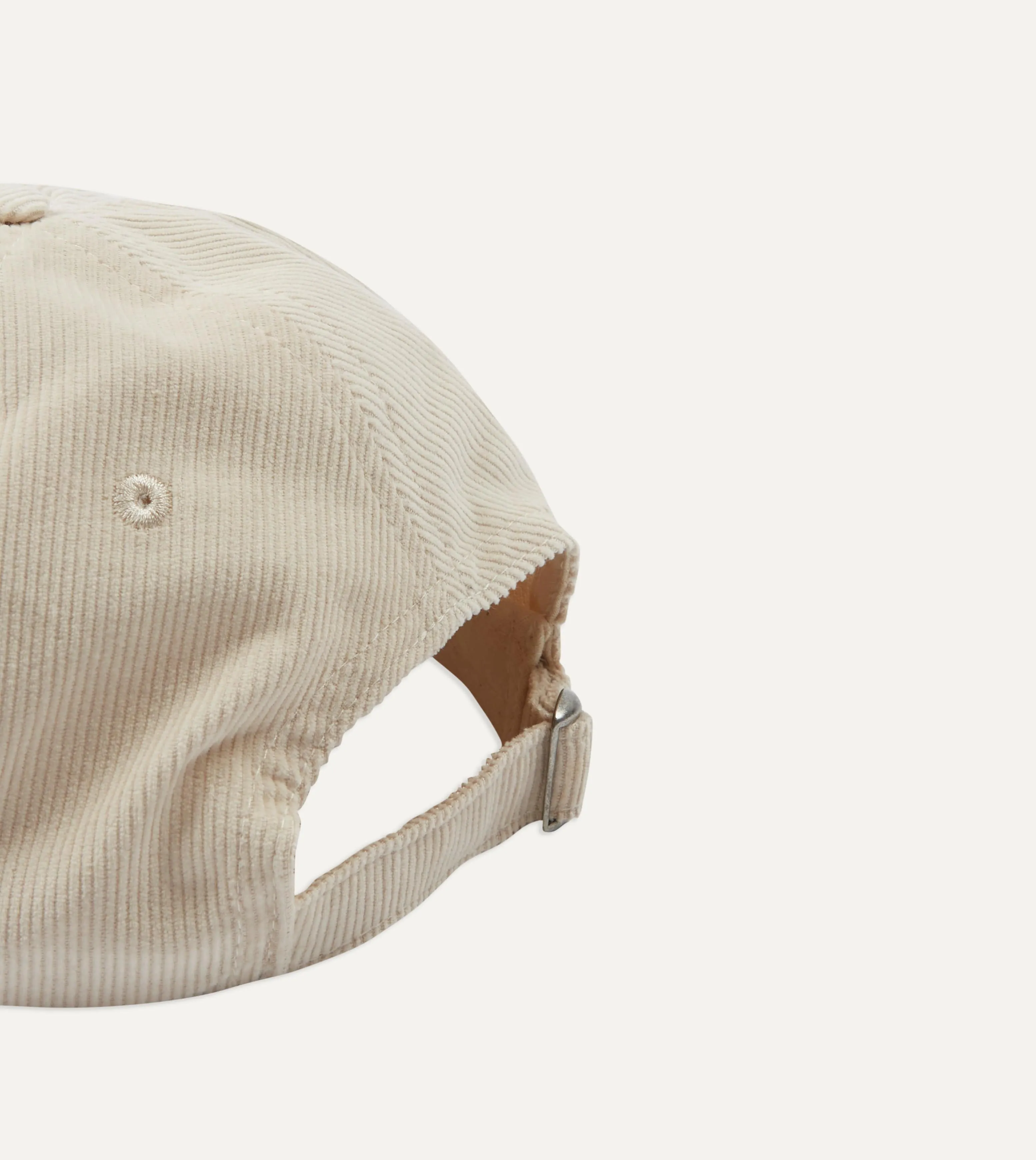 Ecru Chainstitch Apple Emblem Cotton Corduroy Baseball Cap