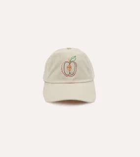 Ecru Chainstitch Apple Emblem Cotton Corduroy Baseball Cap