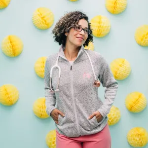 Embroidered Lungs Full-Zip Sweater Fleece Jacket