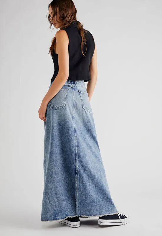 Free People - Come As You Are Denim Maxi Skirt Indigo