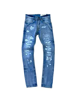 Gashed Biker Denim Jeans