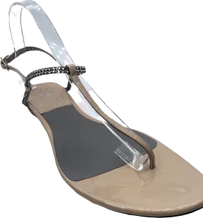 Gina Nude Embellished Patent Leather Thong Sandals UK 6 EU 39 👠