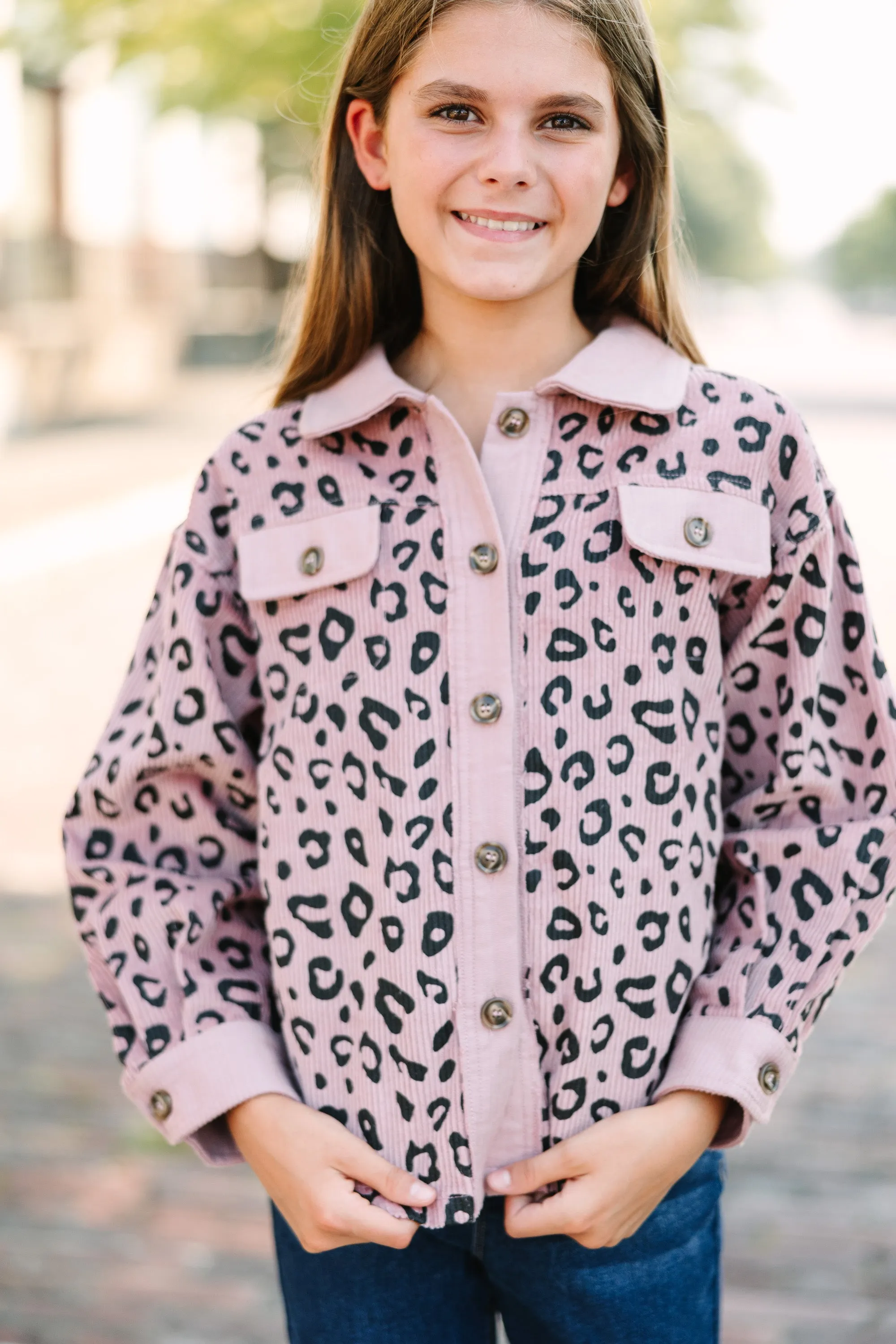 Girls: Good Outfit Day Corduroy Leopard Jacket