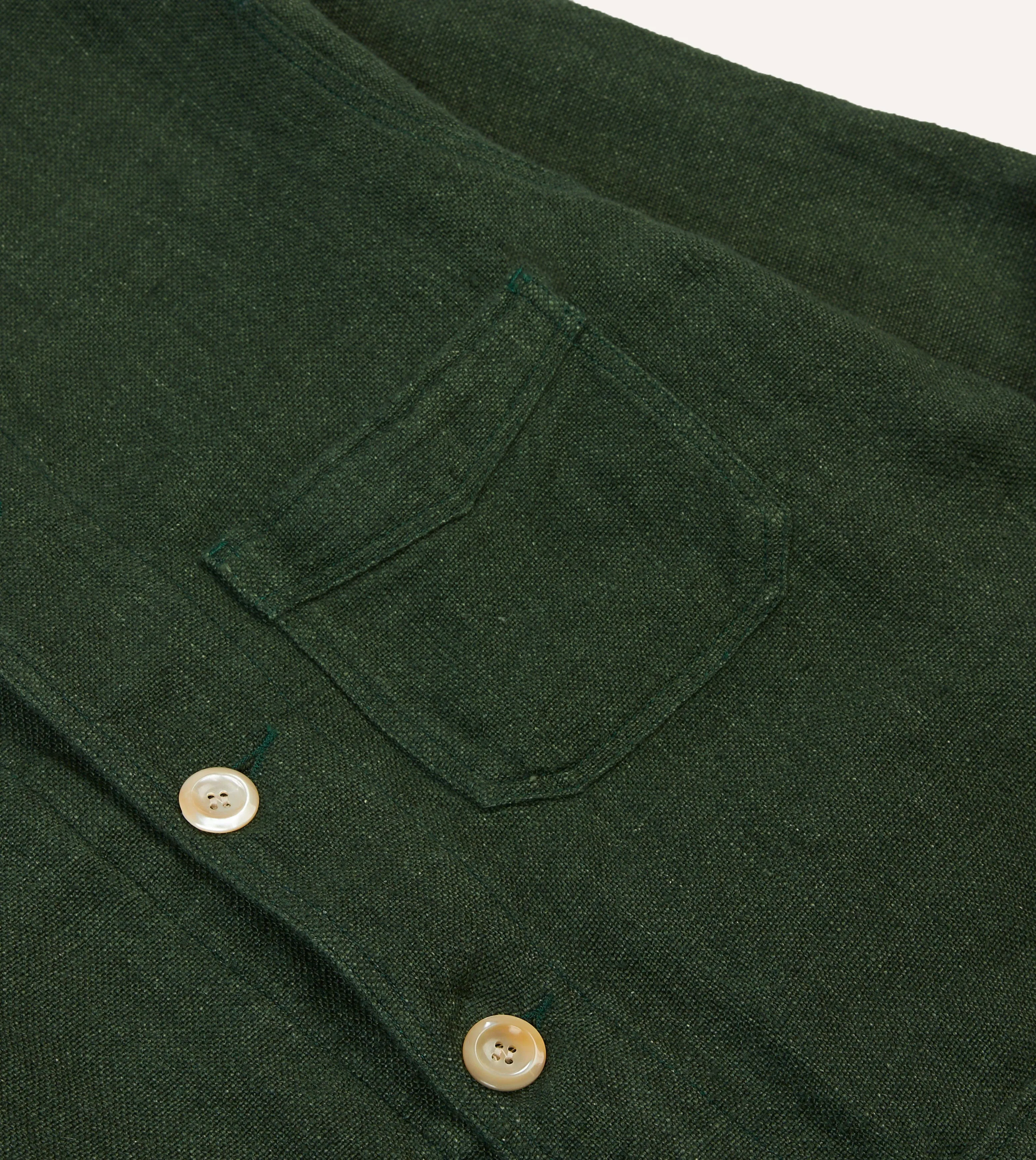 Green Linen Five-Pocket Chore Jacket