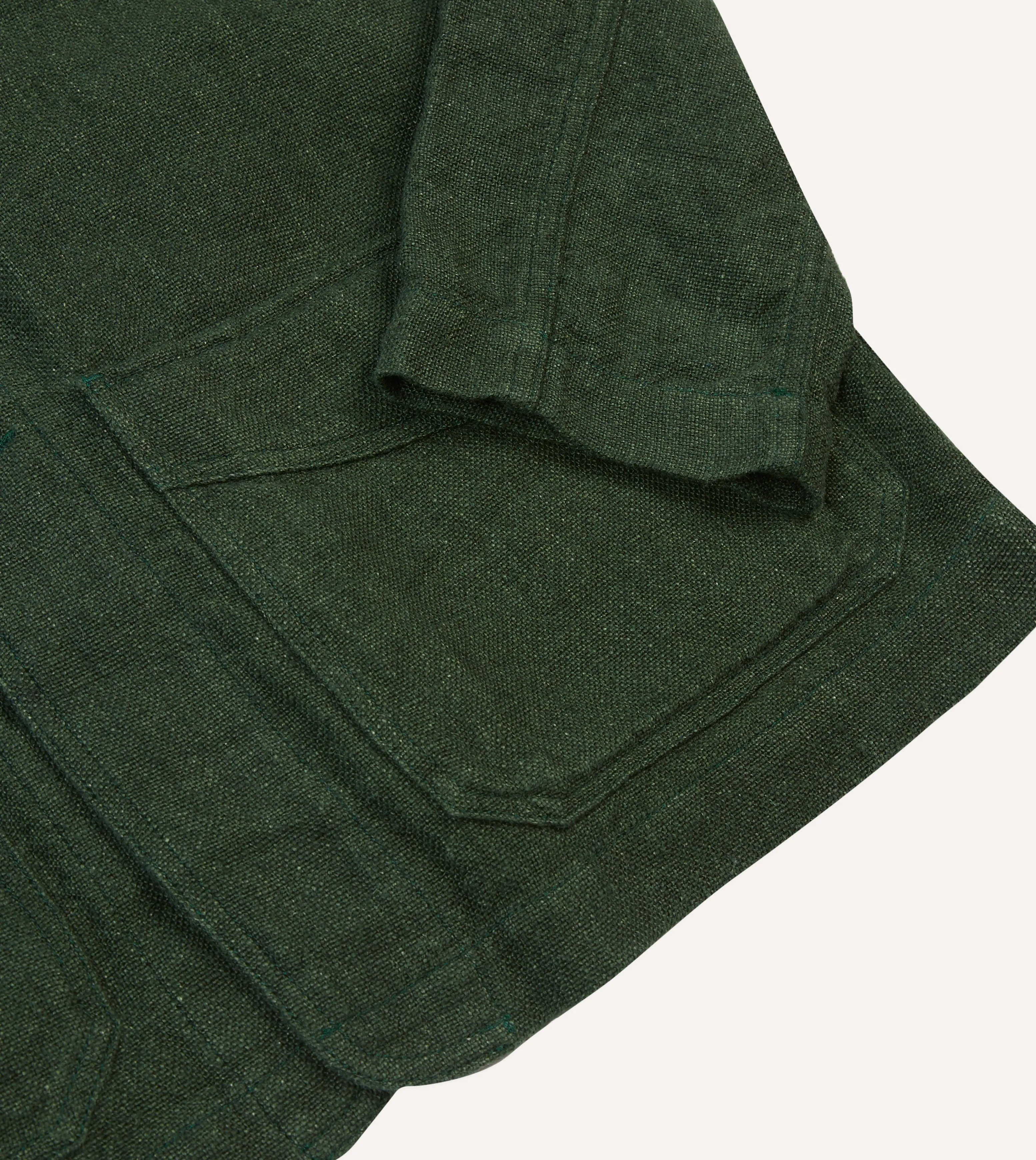 Green Linen Five-Pocket Chore Jacket