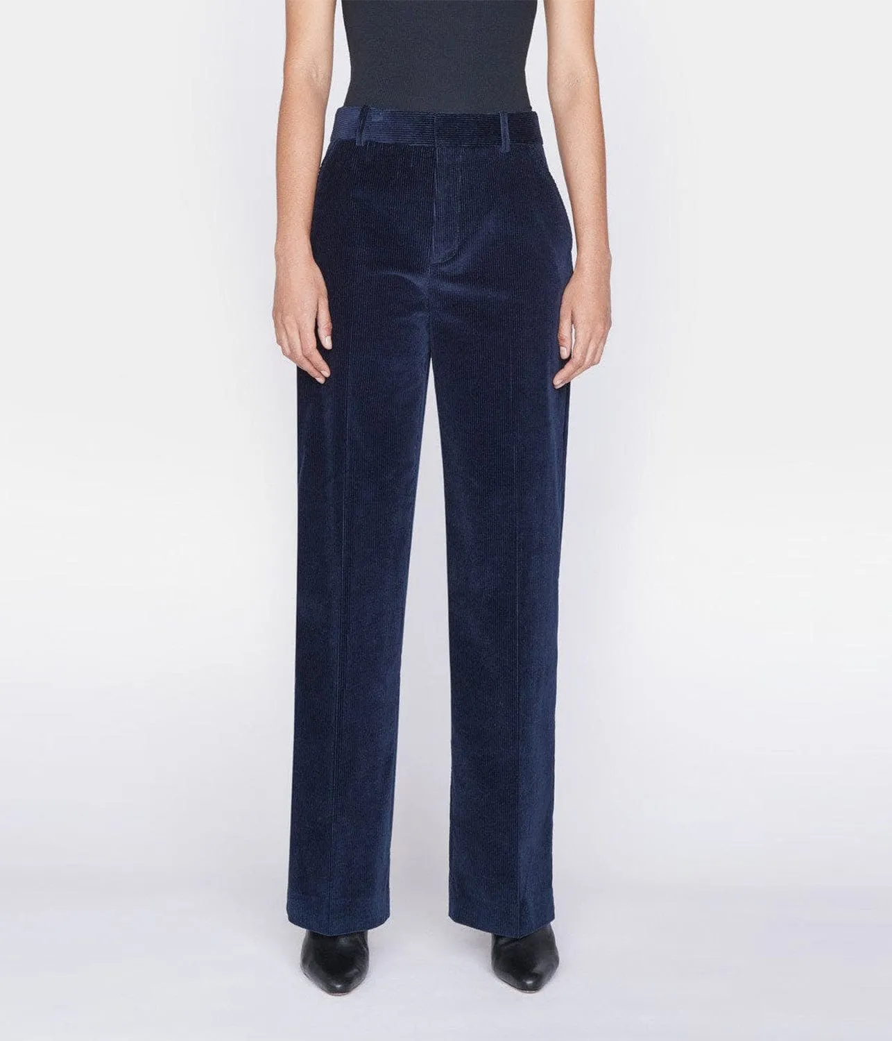 HIGH RISE RELAXED CORD TROUSER-NAVY