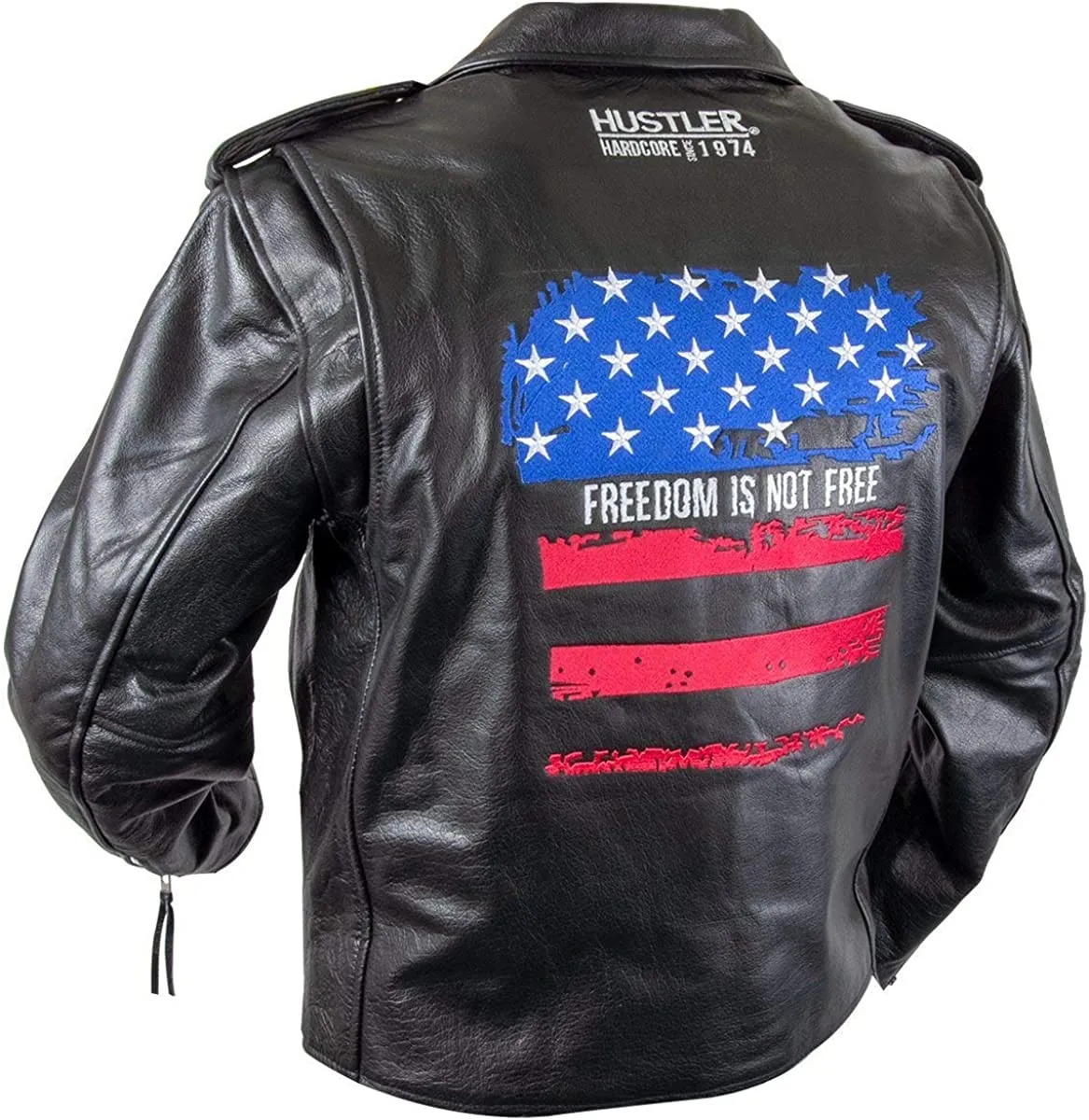 Hustler HSLJ-700 Men's 'Freedom Is Not Free" Vintage Leather Motorcycle Jacket