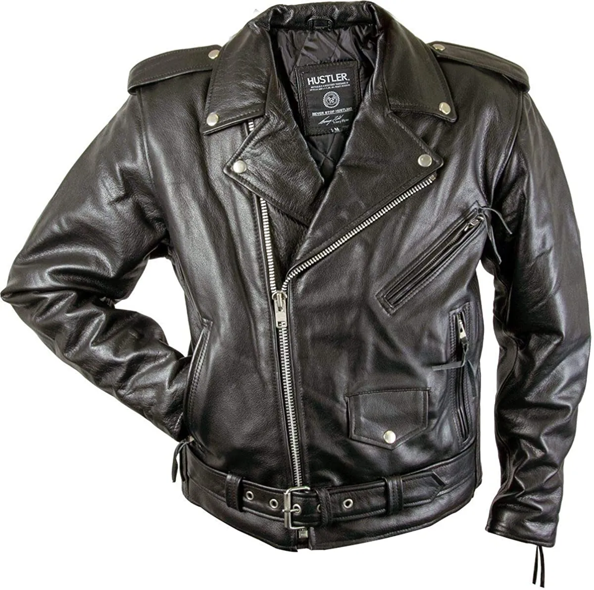 Hustler HSLJ-700 Men's 'Freedom Is Not Free" Vintage Leather Motorcycle Jacket