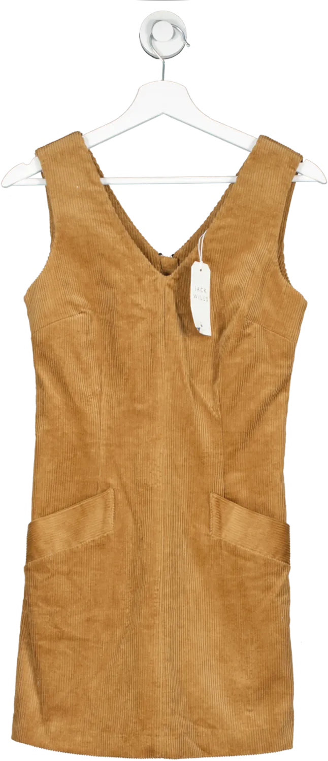 Jack wills Brown Hillmead Corduroy Dress Camel UK 4