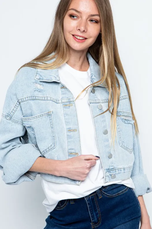 Jade Rhinestone Fringe Denim Jacket