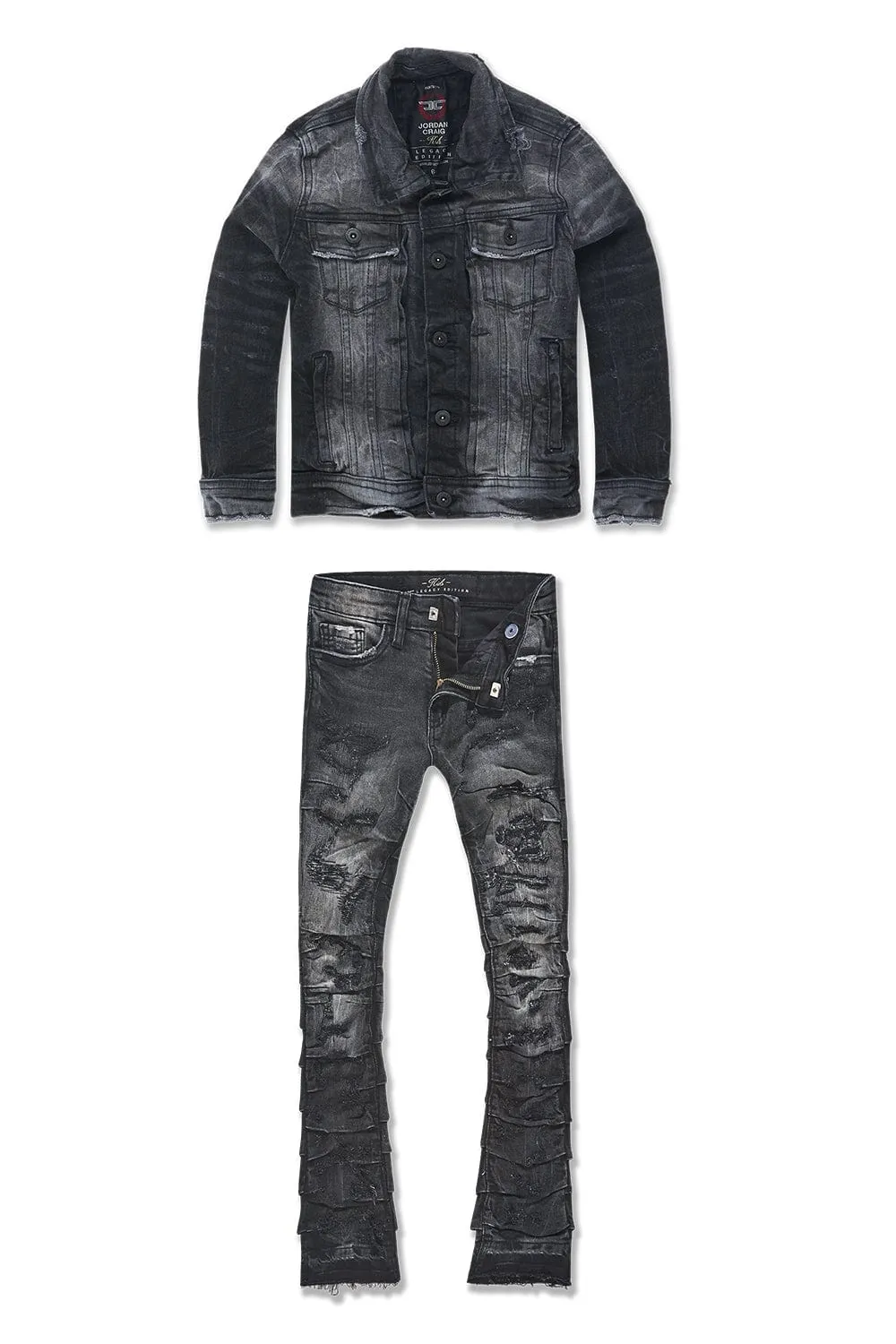 Kids Bayside Ripple Stacked Denim Set (Industrial Black)